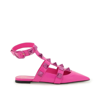 Shop Valentino Valentno Garavani Leather Flats In Pink
