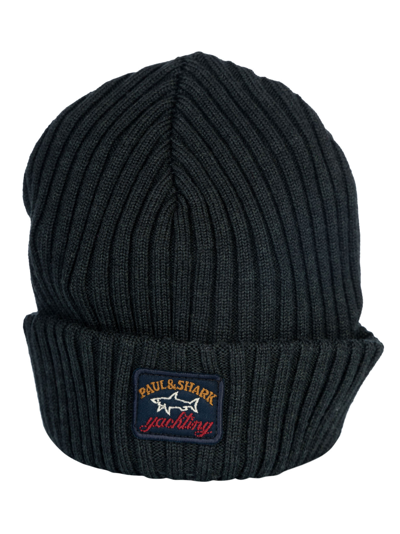 Shop Paul&amp;shark Logo Patch Ribbed Beanie In C