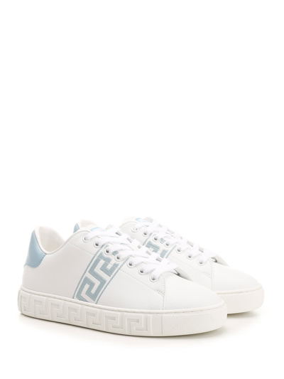 Shop Versace Greca Sneakers In Light Blue