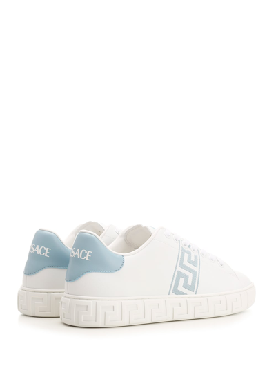 Shop Versace Greca Sneakers In Light Blue