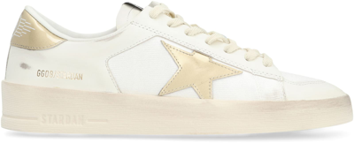 Shop Golden Goose Stardan Leather And Fabric Low-top Sneakers In White