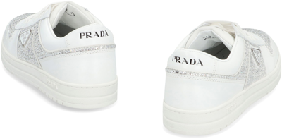 Shop Prada Leather Low-top Sneakers In White