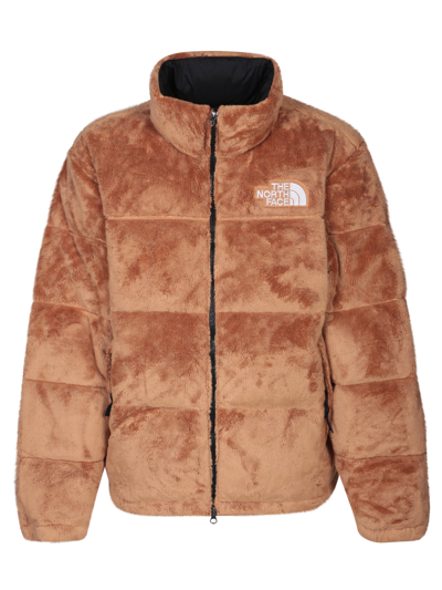 Shop The North Face Versa Velour Nuptse Beige Jacket