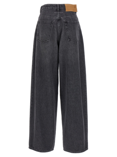 Shop Mm6 Maison Margiela Wide Leg Denim Jeans In Gray