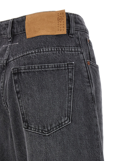 Shop Mm6 Maison Margiela Wide Leg Denim Jeans In Gray
