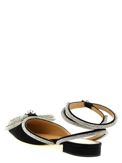 Mach &amp; Mach Black Satin Double Bow Ballerinas In Black