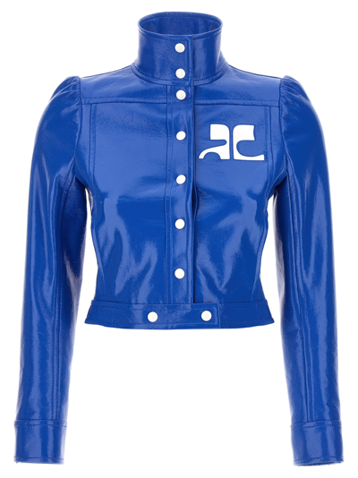 Shop Courrèges Reedition Vinyl Jacket In Blue