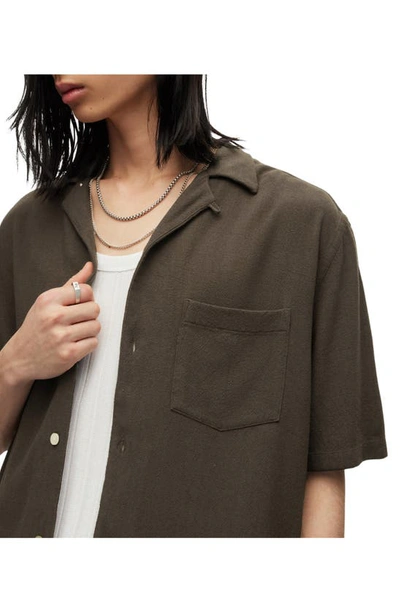 Allsaints Cudi Short Sleeve Button-up Camp Shirt In Roasted Brown