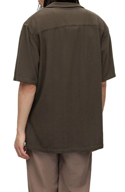 Allsaints Cudi Short Sleeve Button-up Camp Shirt In Roasted Brown