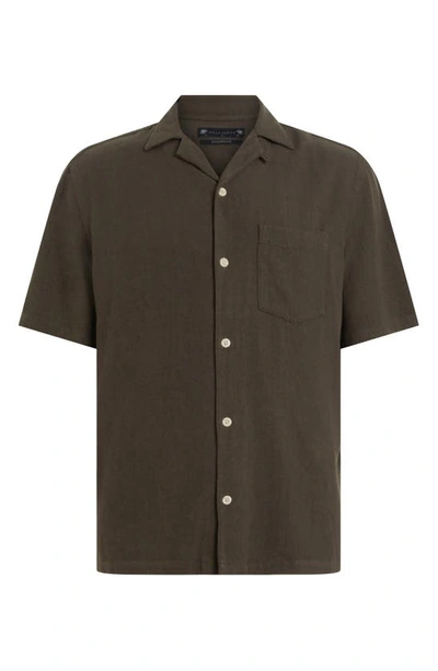 Allsaints Cudi Short Sleeve Button-up Camp Shirt In Roasted Brown