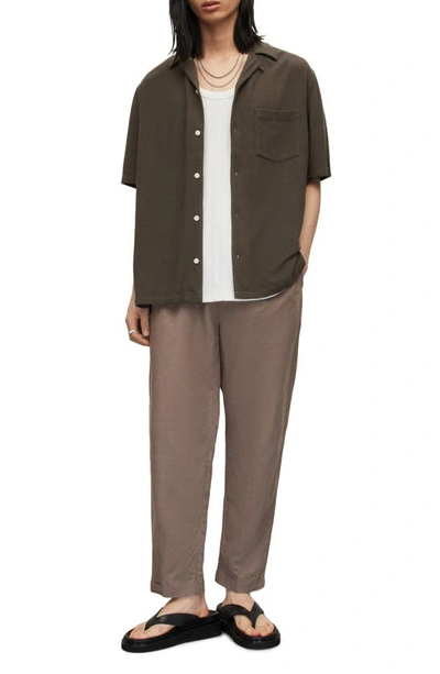 Allsaints Cudi Short Sleeve Button-up Camp Shirt In Roasted Brown
