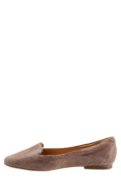 Shop Trotters Harlowe Flat In Taupe Dot Suede