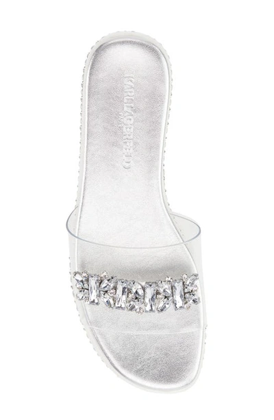 Shop Karl Lagerfeld Bijou Embellished Slide In Clear/ Silver