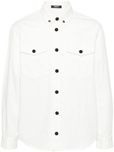 Shop Versace Medusa-buttons Denim Shirt - Men's - Cotton In White