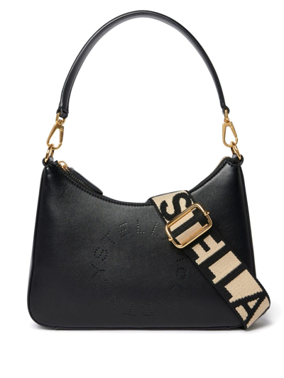 Shop Stella Mccartney Black Small Logo Shoulder Bag