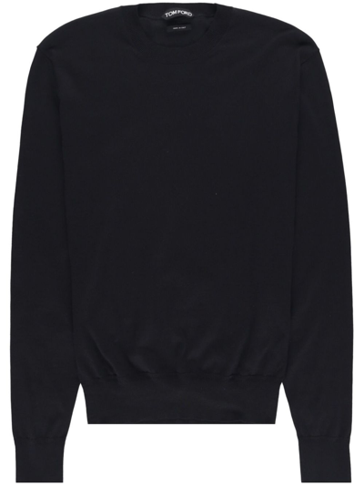 Shop Tom Ford Black Crew-neck Cotton Sweater