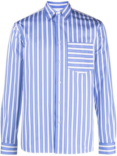Shop Jw Anderson Blue Striped Cotton Shirt