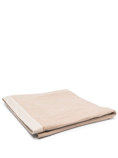 Shop Brunello Cucinelli Neutral Two Tone Cashmere Blanket In Neutrals