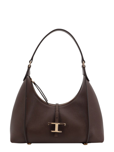 Shop Tod's Small T Timeless Shoulder Bag In Brown