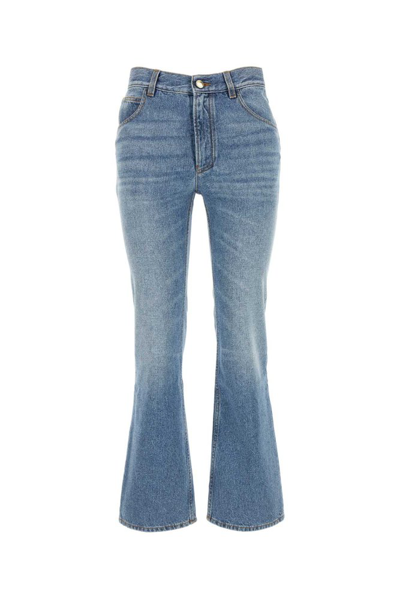 Shop Chloé Cropped Bootcut Jeans In Blue