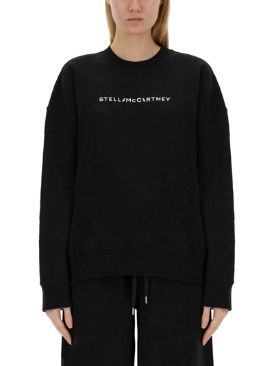 Shop Stella Mccartney Logo Printed Crewneck Sweatshirt In Black