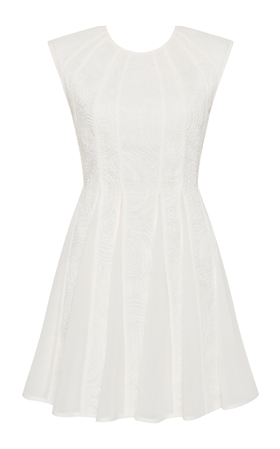 Shop Aje Soleil Pleated Lace Mini Dress In White
