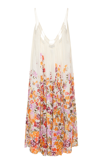 Shop Aje Boeri Printed Linen-silk Midi Dress In Floral