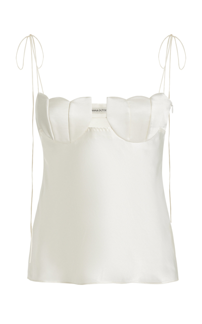 Shop Anna October Iolantha Tulip-cup Satin Top In Ivory