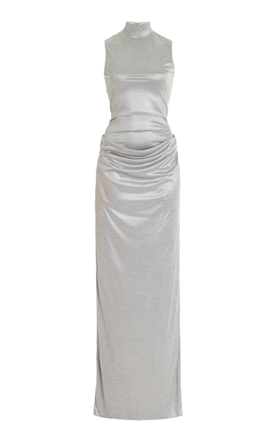 Shop Burc Akyol Cariatide Jersey Dress In Silver