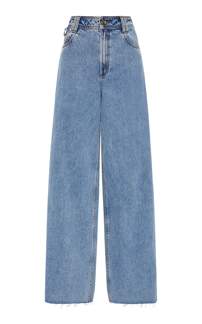 Aje Outline High-rise Rigid Denim Wide-leg Jeans In Medium Wash