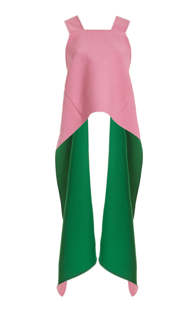Shop Rosie Assoulin Colorblocked Crepe Winged Top In Pink
