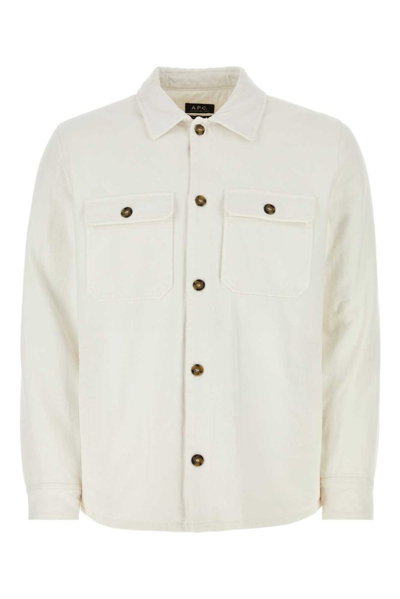 Shop Apc A.p.c. Long Sleeved Buttoned Overshirt In White