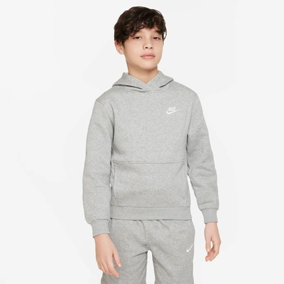 Nike Big Kids Sportswear Club Fleece Full-zip Hoodie In White/dark Grey Heather
