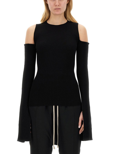 Shop Rick Owens Cape Sleeved Knitted Top In Black
