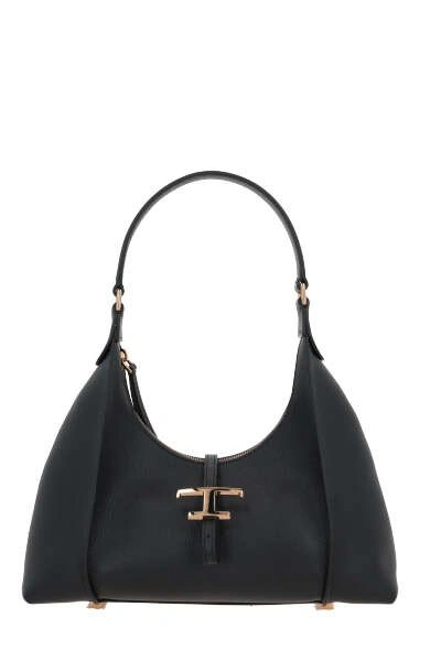 Shop Tod's Small T Timeless Shoulder Bag In Black