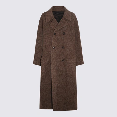 Shop Dolce & Gabbana Brown Wool Blend Coat In Grey