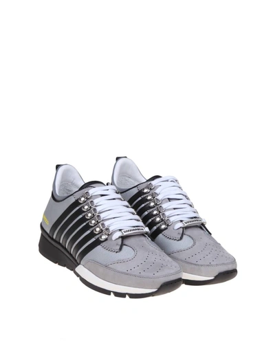 Shop Dsquared2 Suede And Fabric Sneakers In Gray / Black