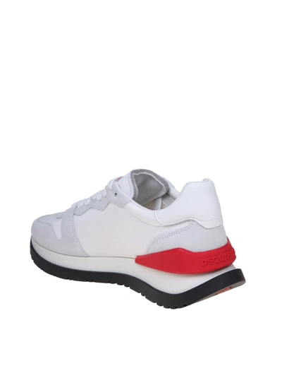 Shop Dsquared2 Suede And Fabric Sneakers In White/red