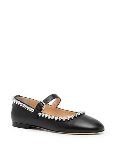 Shop Mach & Mach Audrey Nappa Leather Round Toe Ballerina Shoes In Black