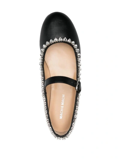 Shop Mach & Mach Audrey Nappa Leather Round Toe Ballerina Shoes In Black