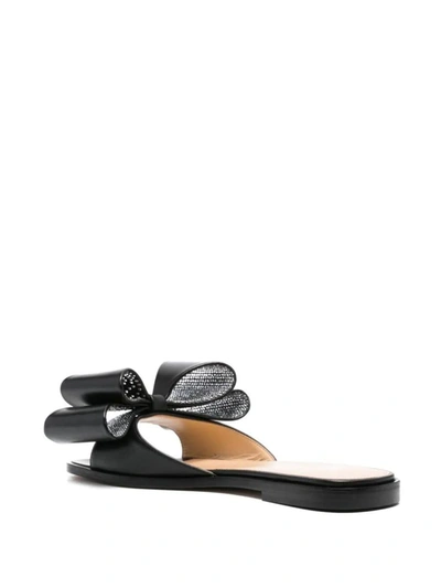 Shop Mach & Mach Cadeau Nappa Leather Flat Sandal Shoes In Black