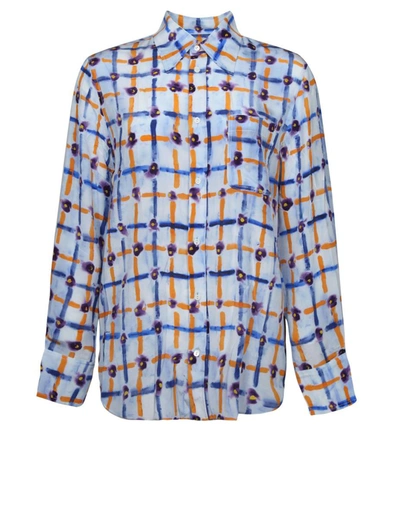 Shop Marni Silk Shirt In Blue