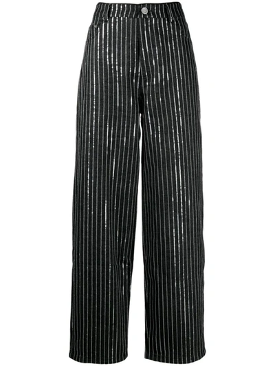 Shop Rotate Birger Christensen Rotate Sequin Twill Wide Pants Clothing In Black