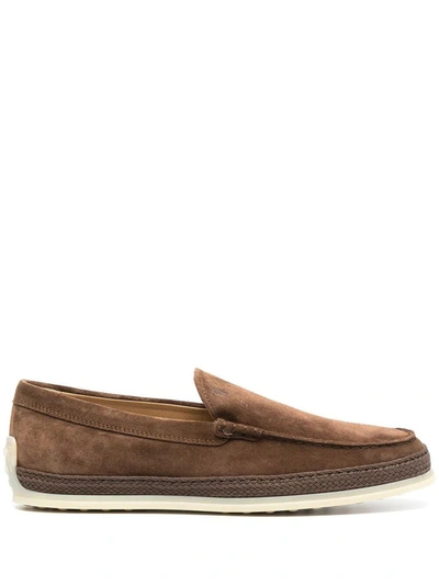 Shop Tod's Reversed Loafer Shoes In Brown