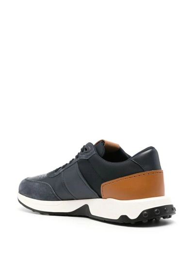 Shop Tod's Reversed Sneaker Shoes In Blue