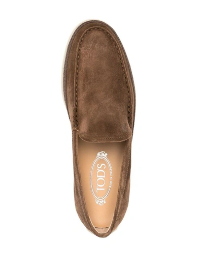 Shop Tod's Reversed Loafer Shoes In Brown