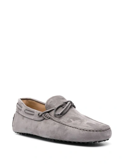 Shop Tod's Nubuck Morbidone Loafer Shoes In Grey