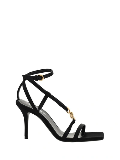 Shop Versace Sandals In Black- Gold