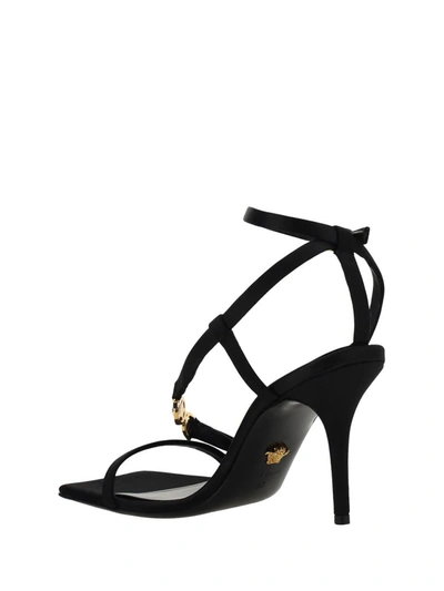 Shop Versace Sandals In Black- Gold