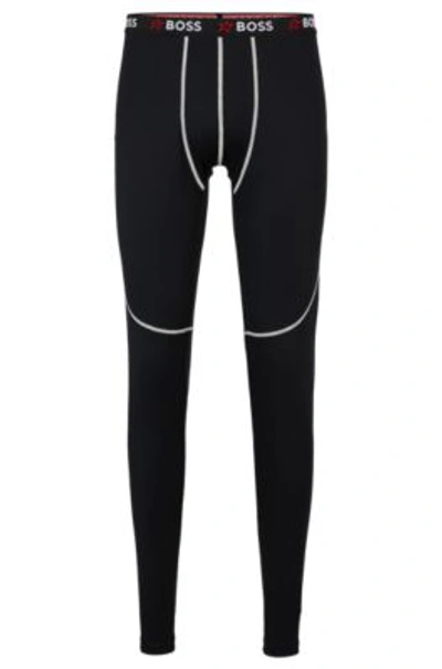 Shop Hugo Boss Boss X Perfect Moment Thermal Ski Leggings With Branded Waistband In Black
